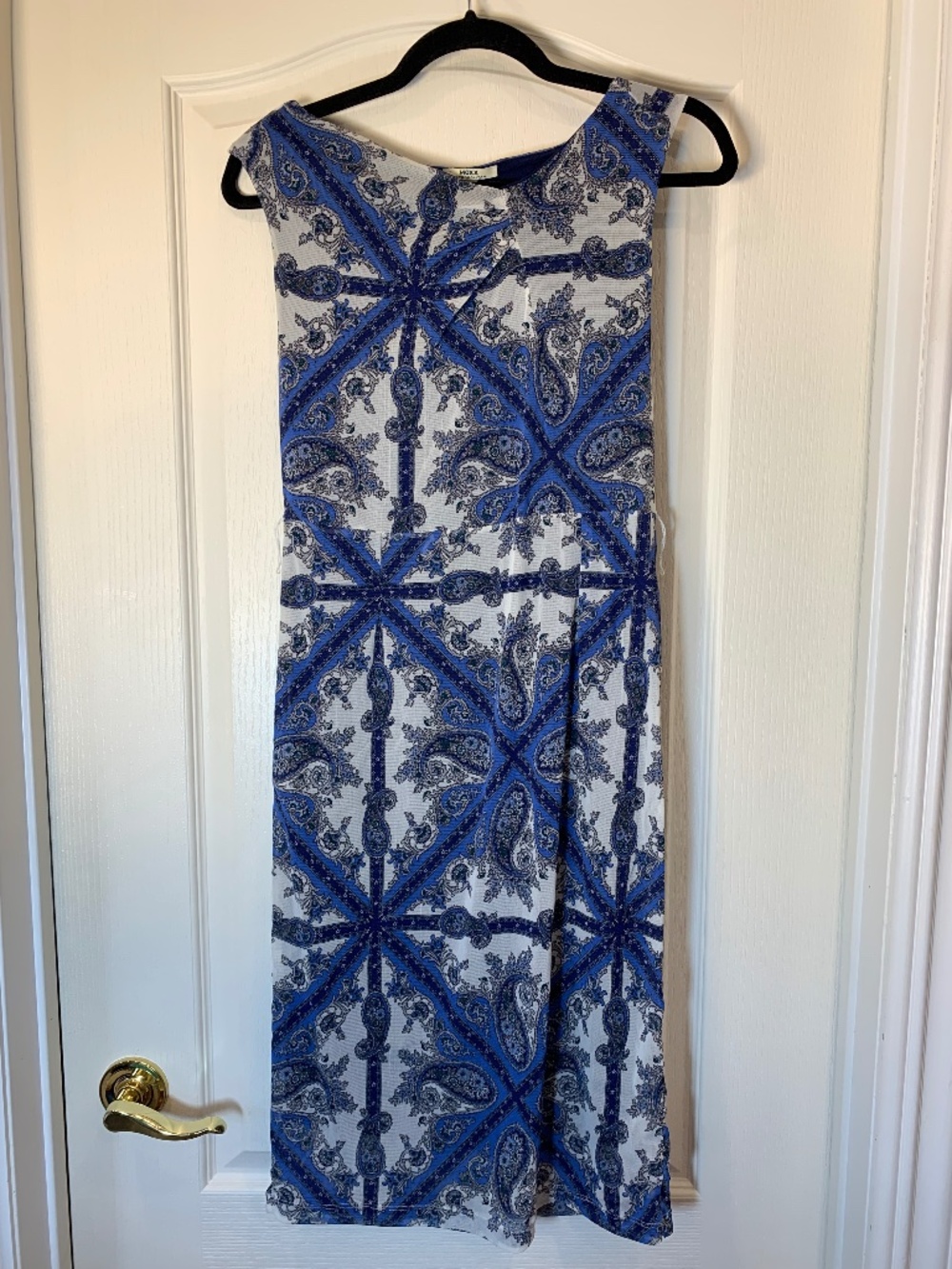 Mexx Paisley Mesh Dress XL | Blue & White Y2K Inspired‎ Sleeveless Dress